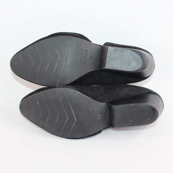 Eileen Fisher Black Suede Low Wedge Heels - Picture 10 of 12